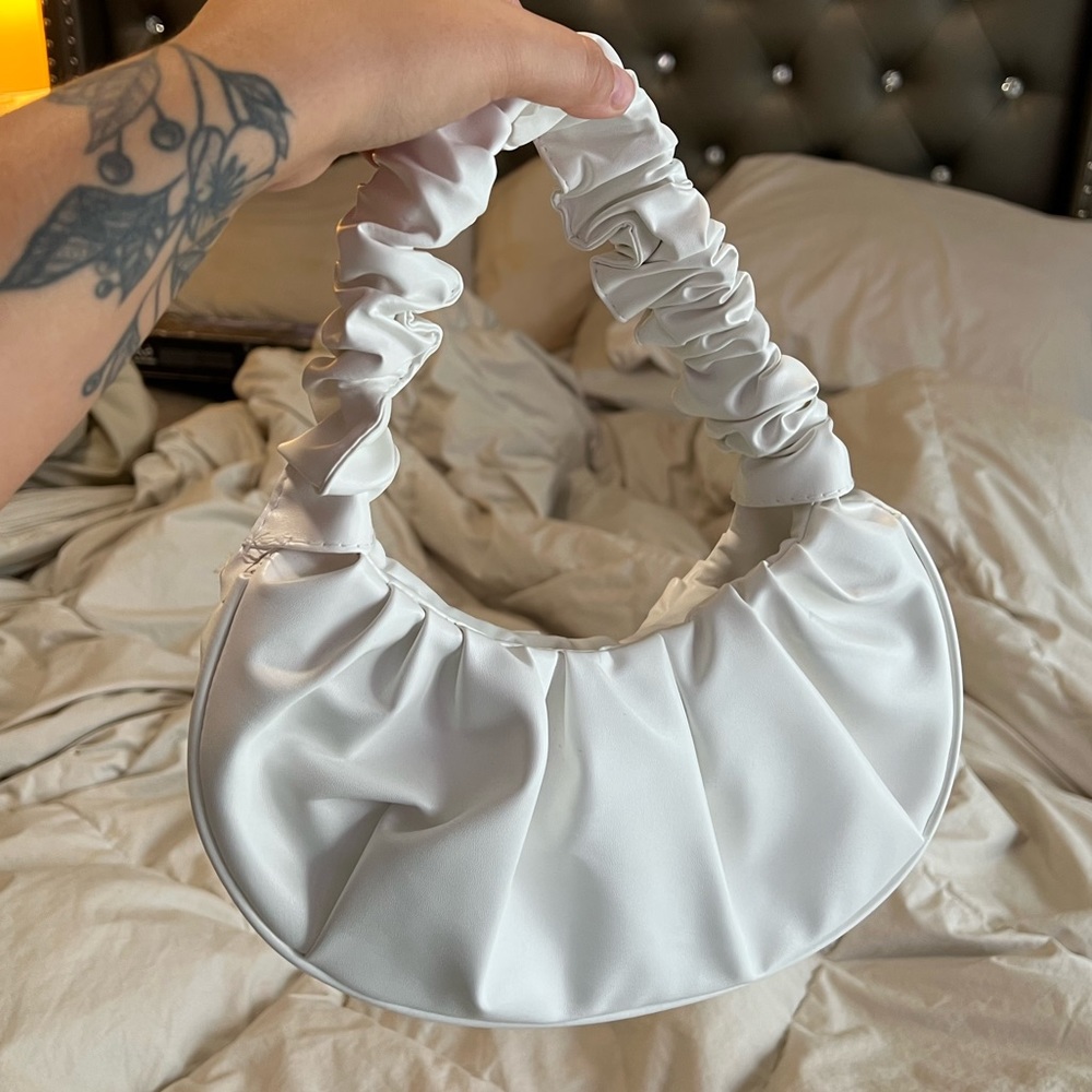 White Ruched Handbag